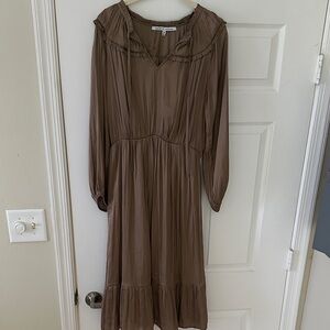 Collective Concepts Taupe Long Sleeve Midi Dress